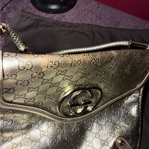 Gucci Britt Tassel Flap Bag Guccissima Metallic Gold w Tassel, dust bag and box - Picture 16 of 16